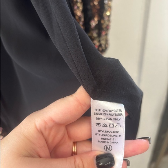 Buddy Love Adeline Black & Gold Sequin Short Wrap Dress SZ Medium - Picture 6 of 7